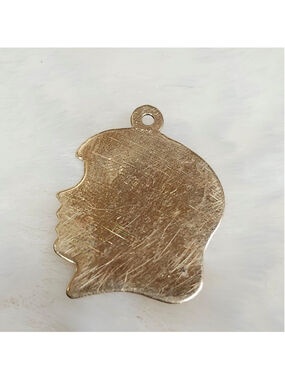 14k Gold Little Girl Face Profile Charm Pendant Engraved Vintage